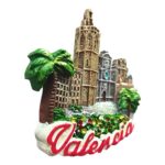 valencia spain fridge magnet – cathedral & palm garden scene – spanish souvenir for travel & kitchen display