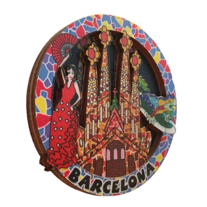 barcelona spain gaudí style fridge magnet – sagrada família & mosaic design, unique catalonia souvenir & gift idea