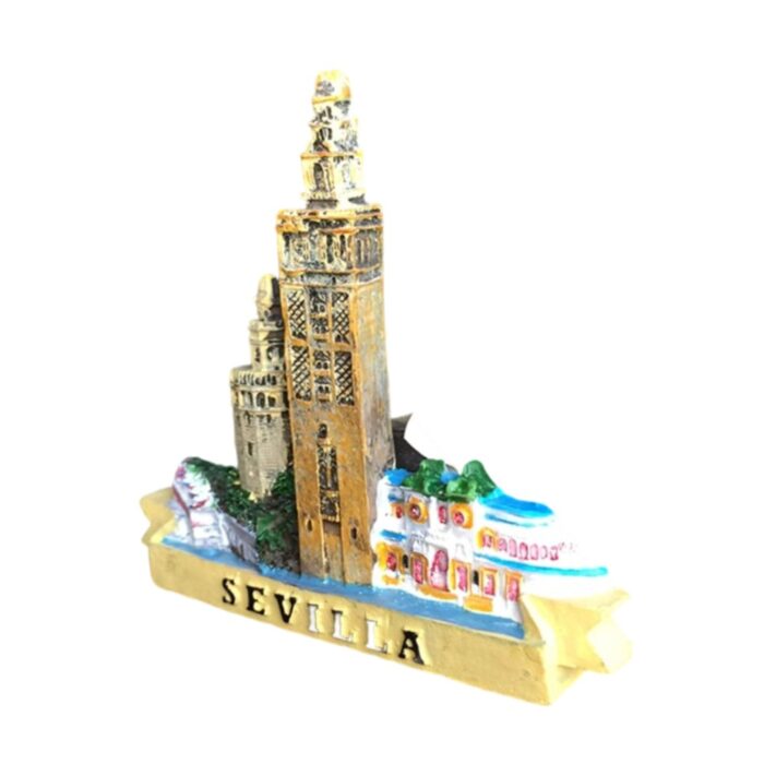 seville spain landmark fridge magnet – cathedral and torre del oro design, authentic spain travel memory for home display