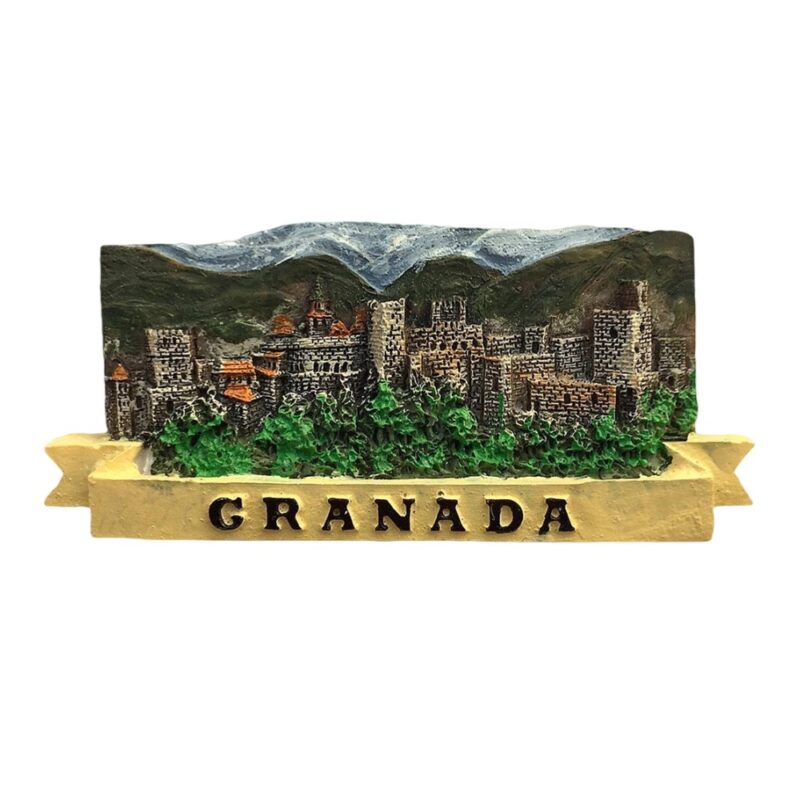 granada spain cityscape fridge magnet – alhambra fortress panorama, andalusia heritage gift & fridge accent