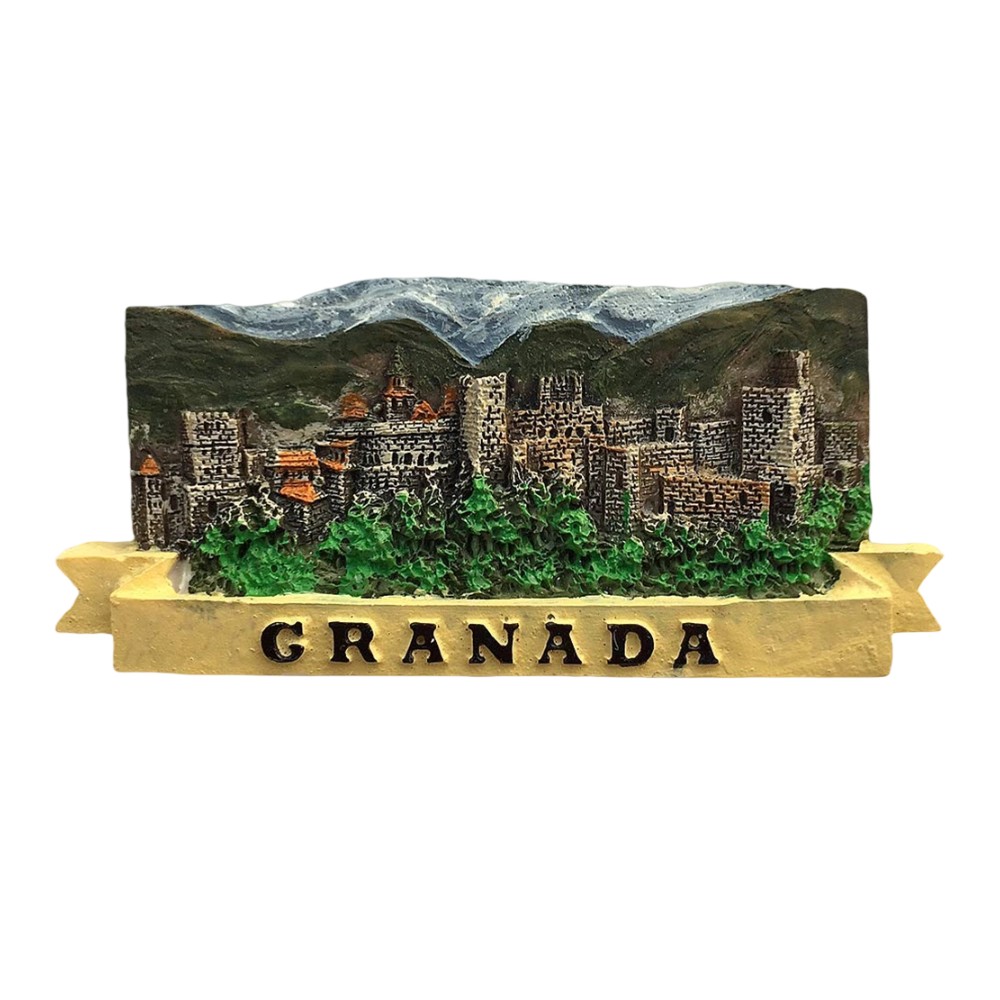 granada spain cityscape fridge magnet – alhambra fortress panorama, andalusia heritage gift & fridge accent