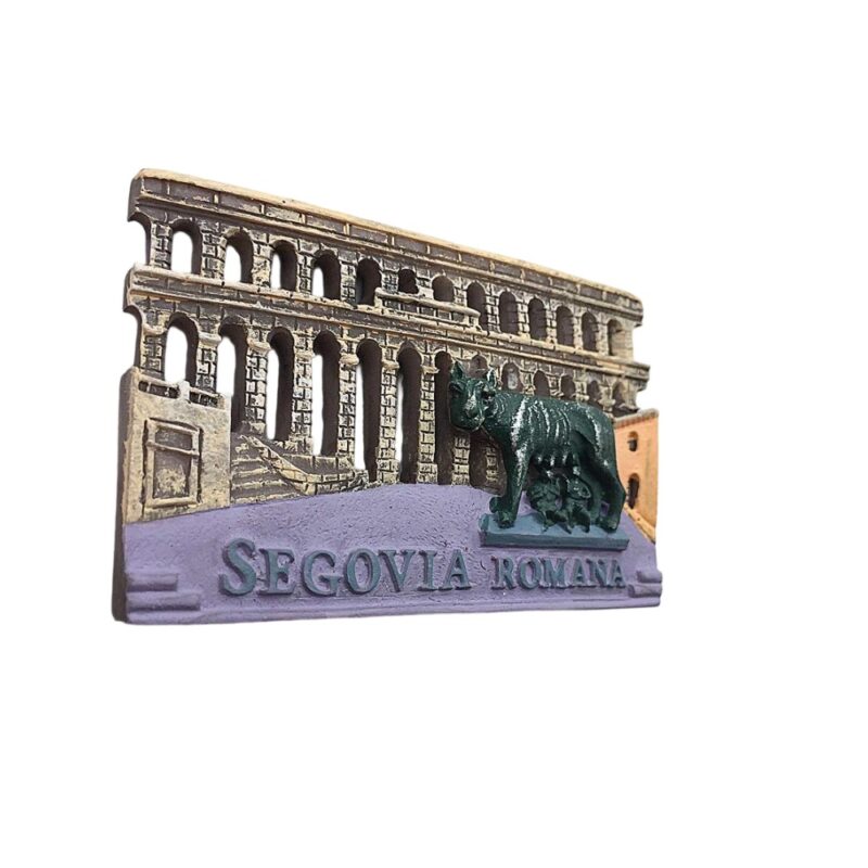 segovia spain roman aqueduct fridge magnet – ancient architecture & romulus remus wolf souvenir, classic travel collectible
