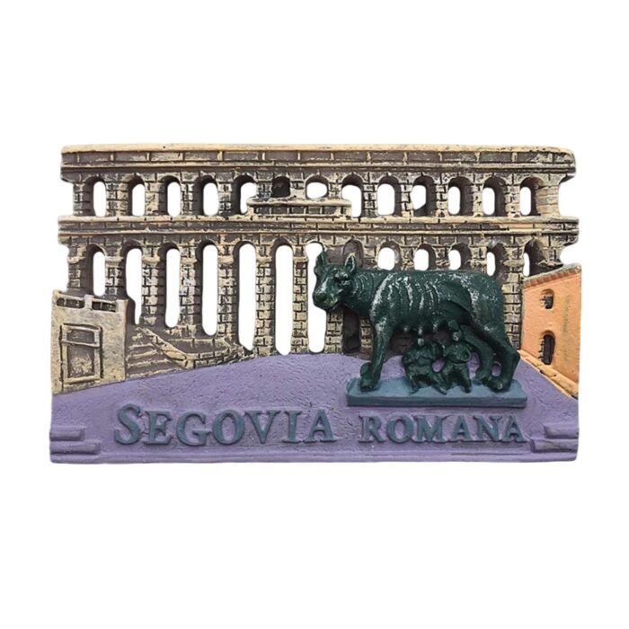 segovia spain roman aqueduct fridge magnet – ancient architecture & romulus remus wolf souvenir, classic travel collectible