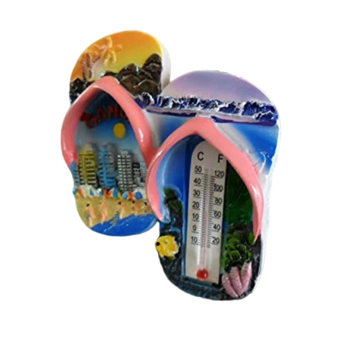 gandia spain fridge magnet – beach scene with thermometer – coastal holiday gift & functional travel keepsake