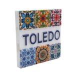 toledo spain fridge magnet – traditional spanish tile design, mosaic style travel souvenir & kitchen ornament