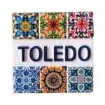 toledo spain fridge magnet – traditional spanish tile design, mosaic style travel souvenir & kitchen ornament