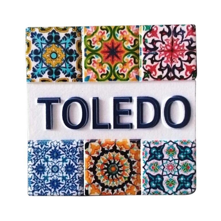 toledo spain fridge magnet – traditional spanish tile design, mosaic style travel souvenir & kitchen ornament