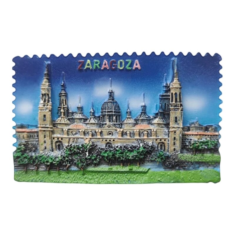 zaragoza spain fridge magnet – basilica del pilar night scene, landmark travel gift & collector's decor piece