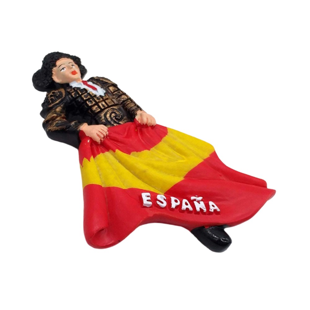 españa matador fridge magnet – traditional spanish bullfighter with flag cape, national pride travel souvenir