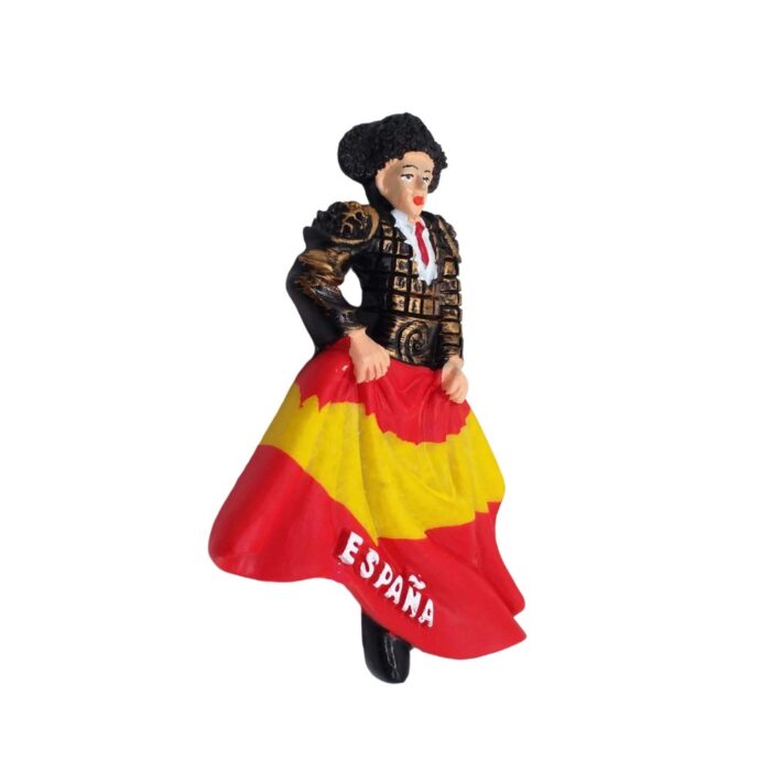 españa matador fridge magnet – traditional spanish bullfighter with flag cape, national pride travel souvenir