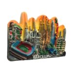 barcelona spain landmark fridge magnet – gaudí sagrada família & cityscape view, iconic tourist gift for art lovers