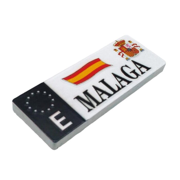 malaga spain fridge magnet spanish flag license plate design gift for car lovers & magnetic board
