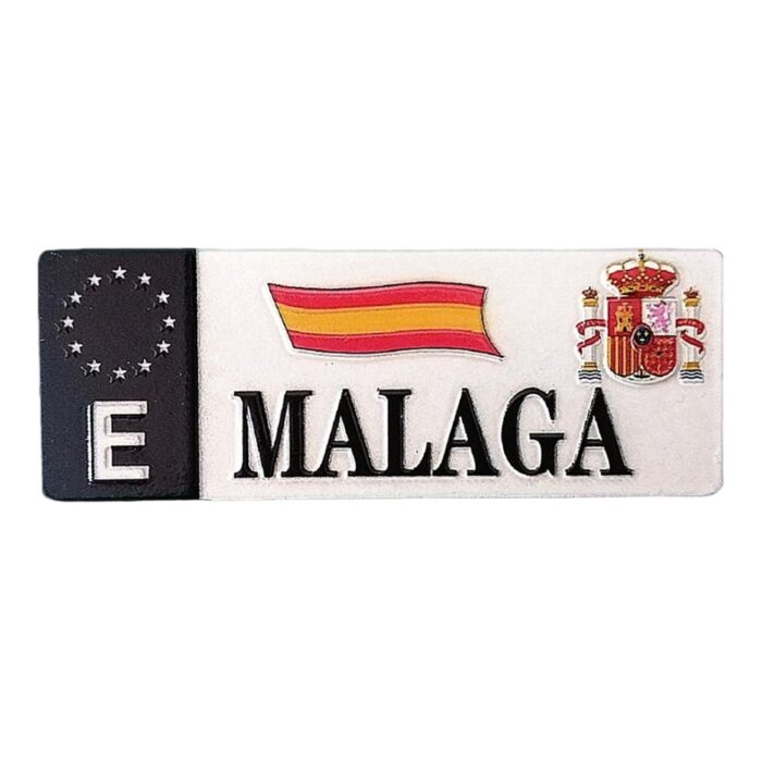 malaga spain fridge magnet spanish flag license plate design gift for car lovers & magnetic board