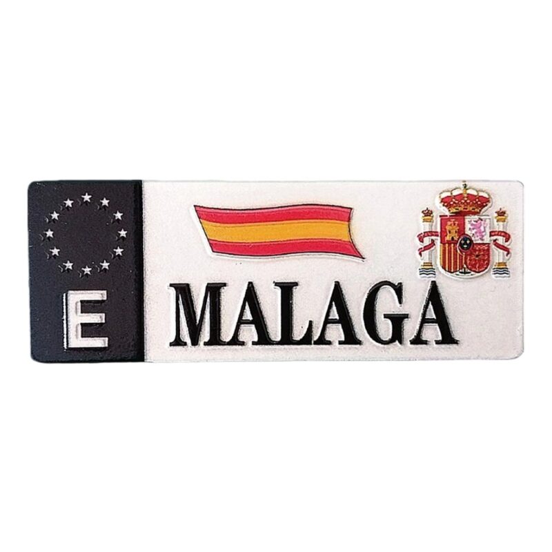malaga spain fridge magnet spanish flag license plate design gift for car lovers & magnetic board