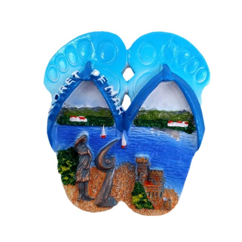 lloret de mar spain fridge magnet flip flop beach scene souvenir for summer vibes & fridge decor