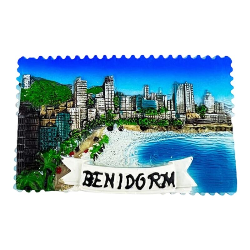 benidorm spain fridge magnet – mediterranean skyline & beach view, vibrant holiday souvenir for kitchen or office