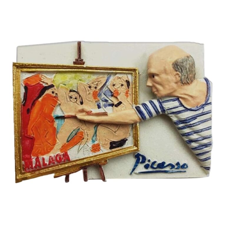 malaga spain fridge magnet picasso painting thematic art gift & office decor accent
