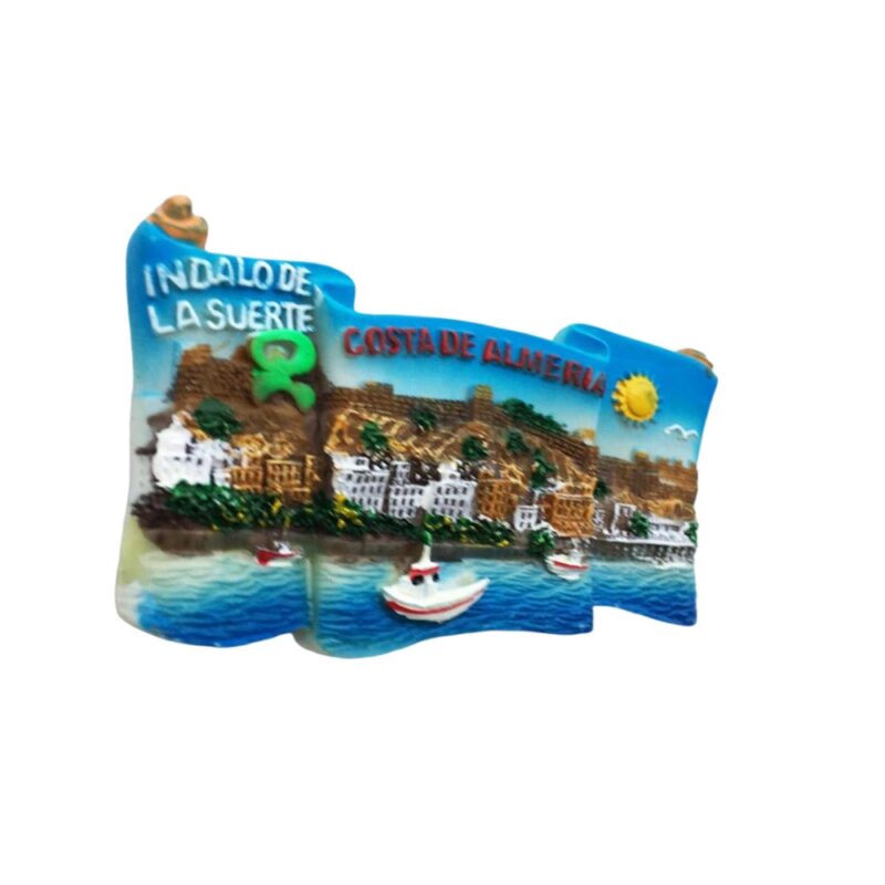 costa de almeria spain fridge magnet – seaside cliff town & boats, mediterranean charm coastal travel memory