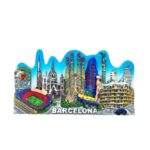 barcelona spain city view fridge magnet – full landmark skyline with gaudí art, football stadium, beach & more
