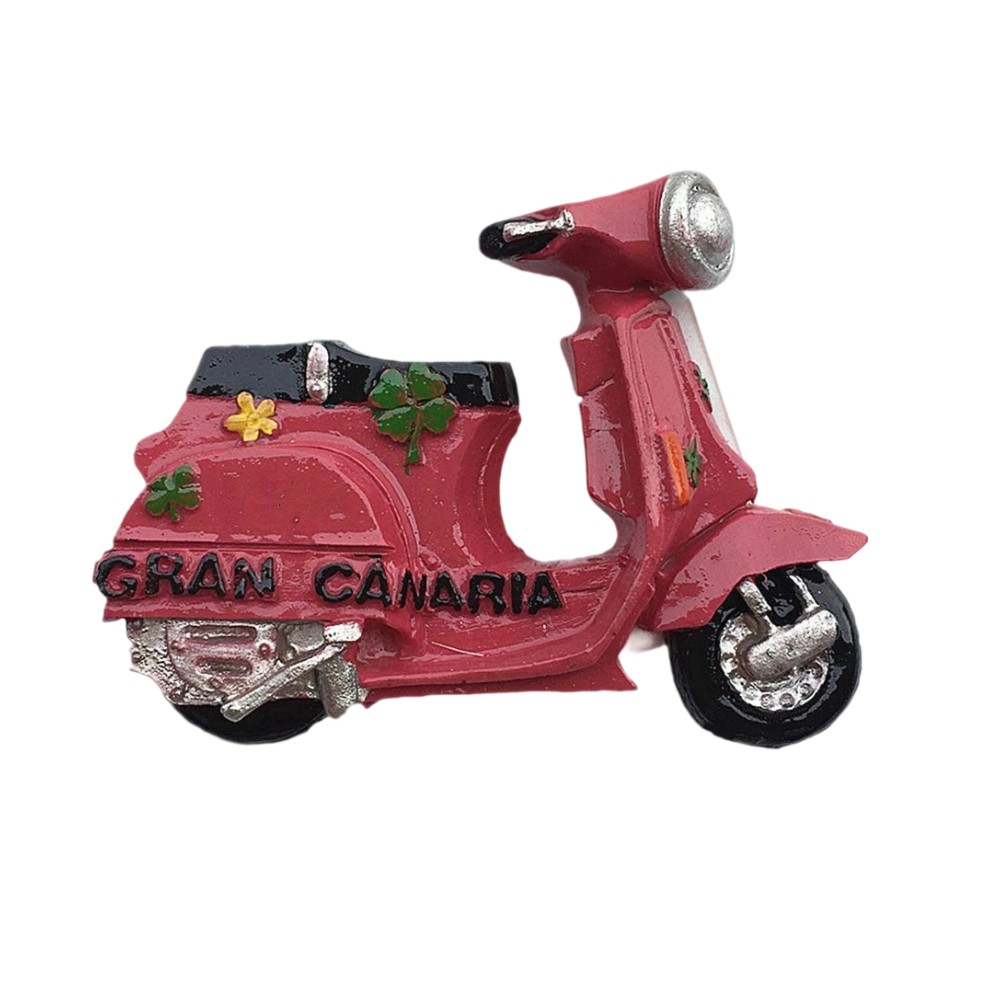 gran canaria spain scooter fridge magnet – retro pink vespa island vibes, quirky travel keepsake & fun decor