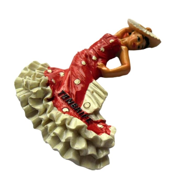 tenerife spain flamenco dancer fridge magnet – traditional red dress souvenir & andalusian culture decor