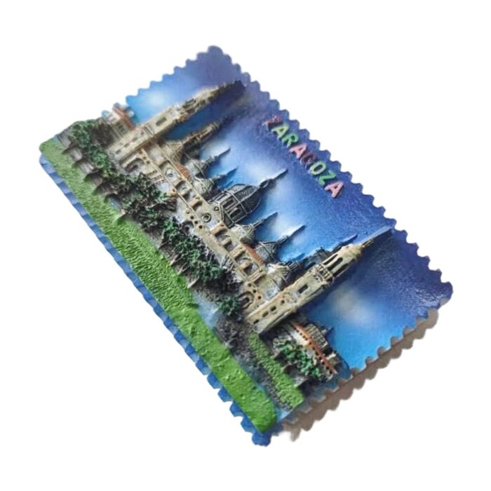 zaragoza spain fridge magnet – basilica del pilar night scene, landmark travel gift & collector's decor piece