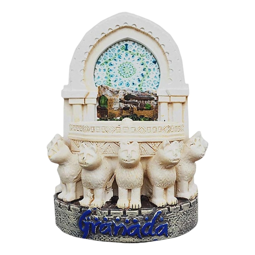 granada spain fridge magnet – alhambra lions fountain miniature, moorish architecture inspired souvenir piece