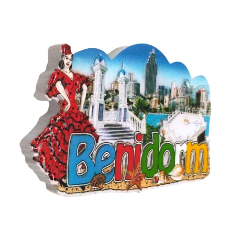 benidorm spain fridge magnet spanish flamenco travel souvenir & colorful kitchen decor