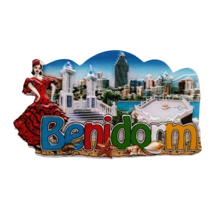 benidorm spain fridge magnet spanish flamenco travel souvenir & colorful kitchen decor