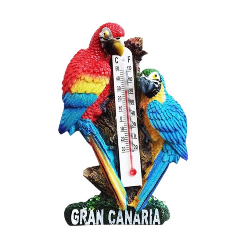 gran canaria spain fridge magnet with thermometer colorful parrot souvenir & practical holiday decor
