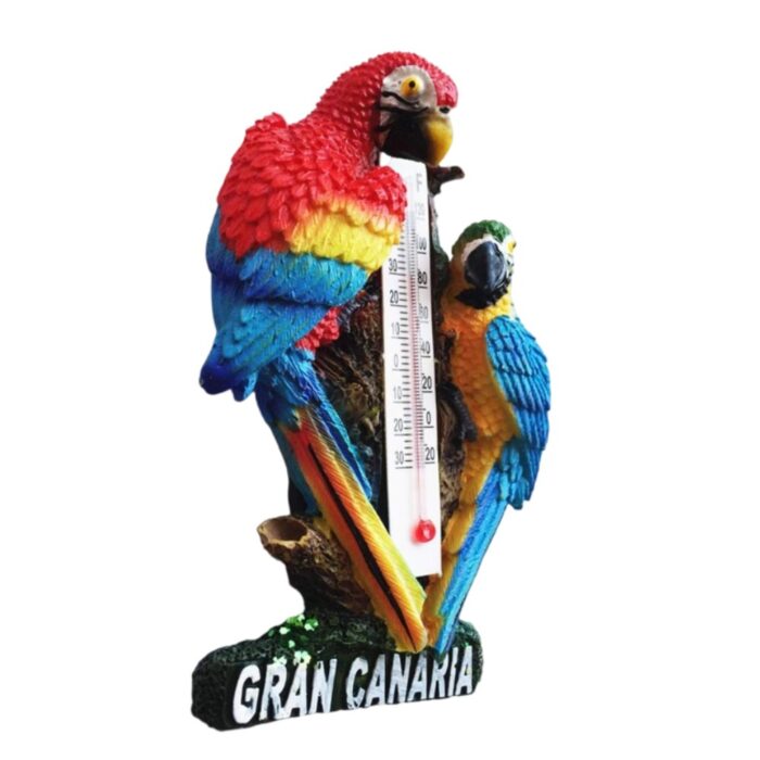 gran canaria spain fridge magnet with thermometer colorful parrot souvenir & practical holiday decor