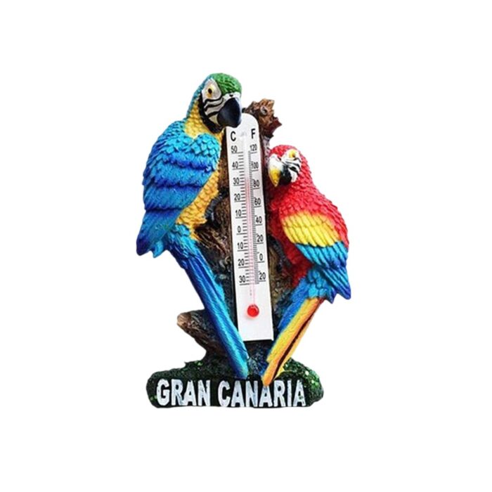 gran canaria spain thermometer fridge magnet macaw birds travel keepsake & functional room accent
