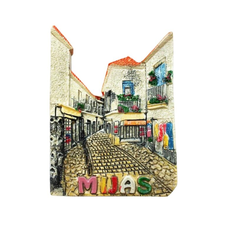 mijas spain fridge magnet mediterranean village street scene travel gift & rustic kitchen decor