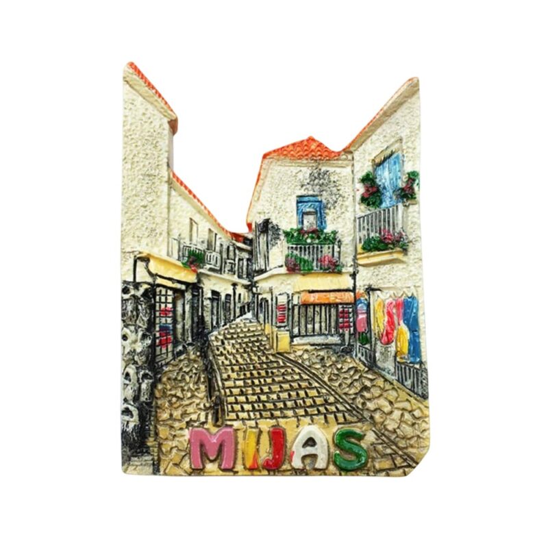 mijas spain fridge magnet mediterranean village street scene travel gift & rustic kitchen decor