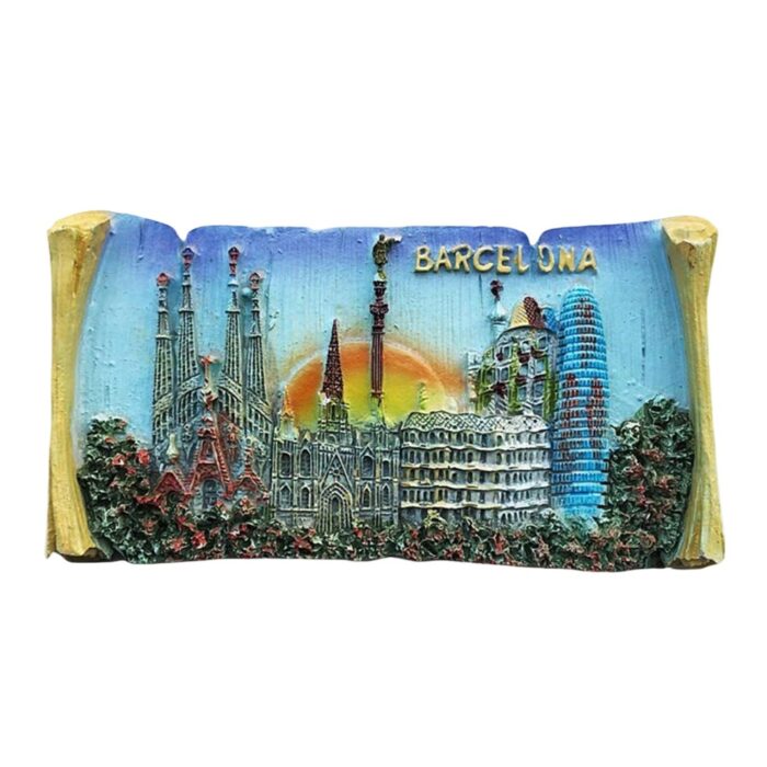 barcelona spain fridge magnet gaudi architecture souvenir gift & vibrant refrigerator ornament