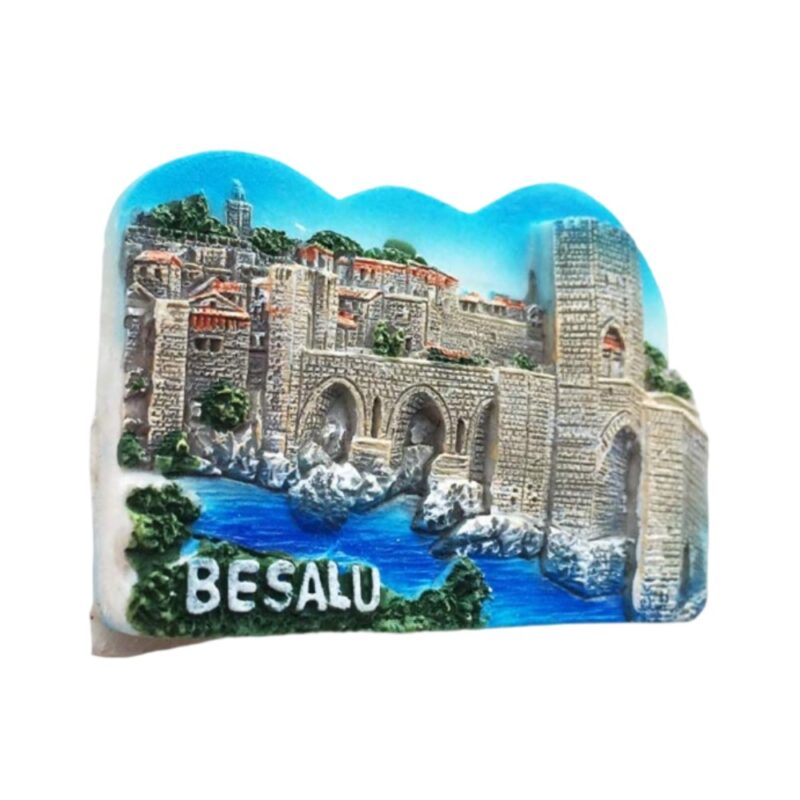 besalu spain fridge magnet medieval stone bridge travel souvenir & vintage fridge accent