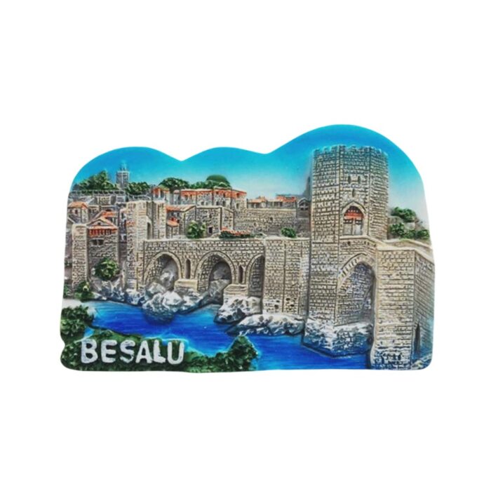 besalu spain fridge magnet medieval stone bridge travel souvenir & vintage fridge accent