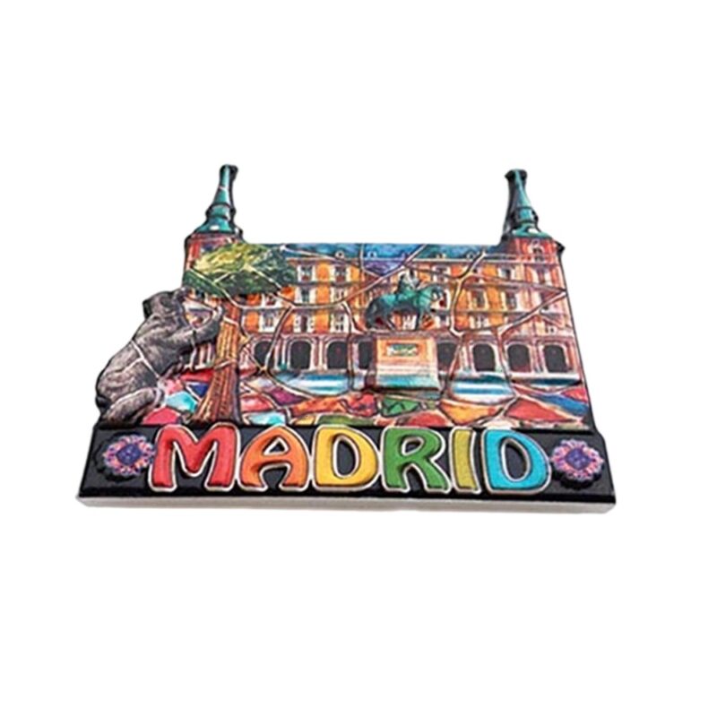 madrid spain fridge magnet plaza mayor scene travel souvenir & modern home fridge decor