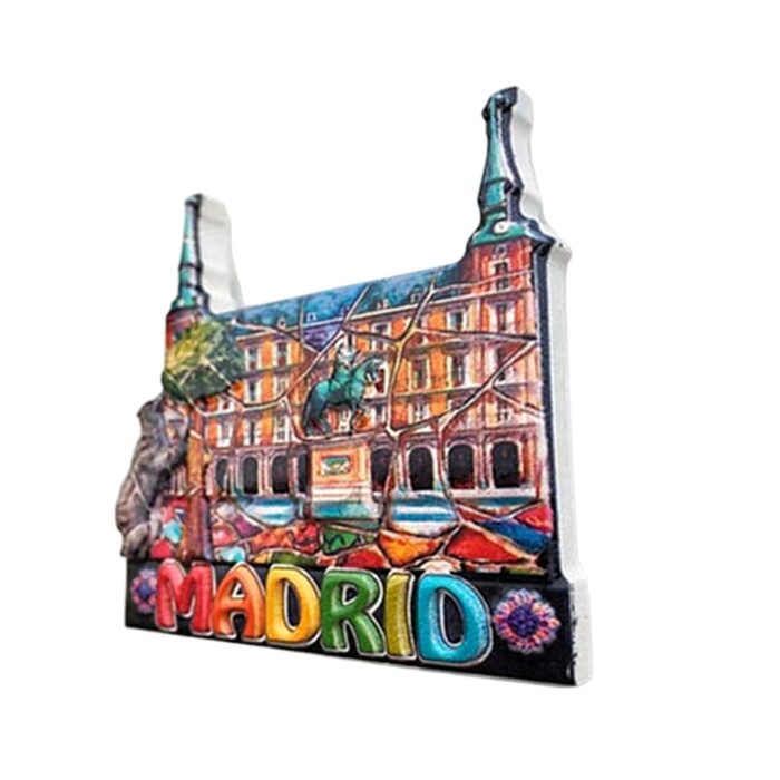 madrid spain fridge magnet plaza mayor scene travel souvenir & modern home fridge decor
