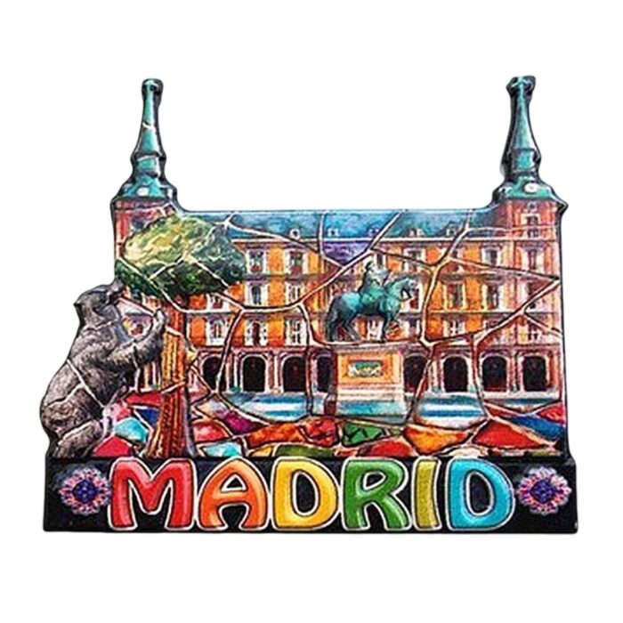 madrid spain fridge magnet plaza mayor scene travel souvenir & modern home fridge decor