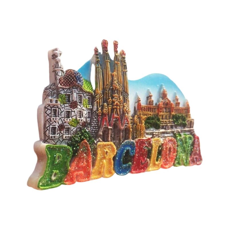 barcelona spain fridge magnet – gaudí style travel souvenir & artistic kitchen decor