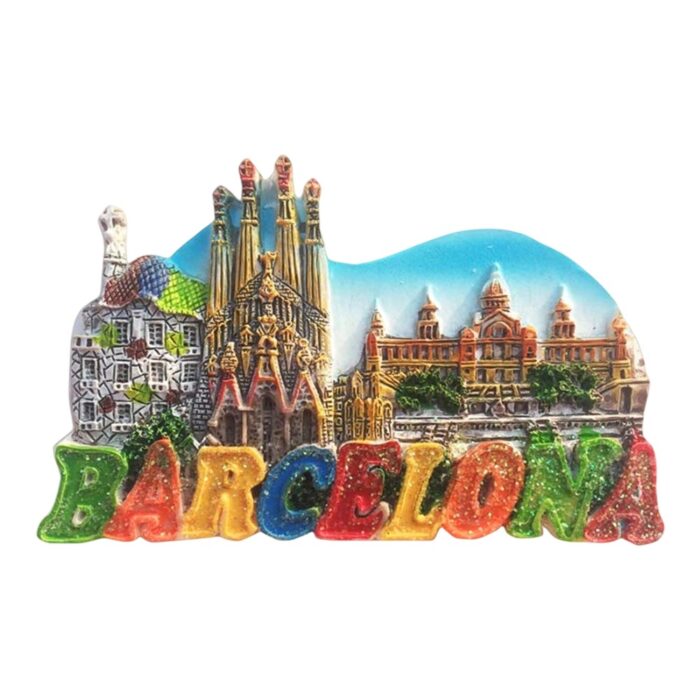 barcelona spain fridge magnet – gaudí style travel souvenir & artistic kitchen decor