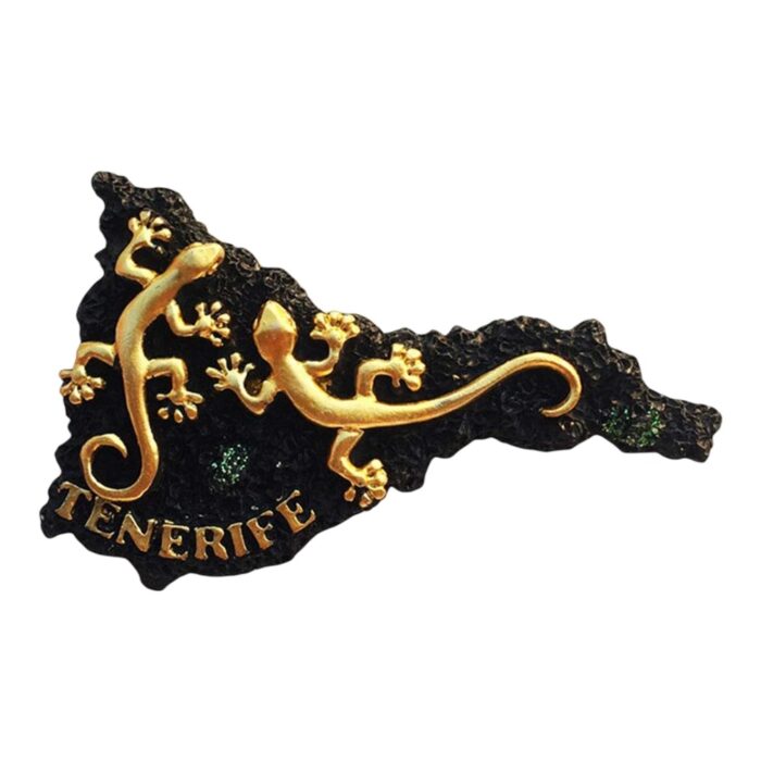 tenerife spain fridge magnet – canary islands souvenir with golden gecko & tropical decor charm