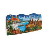 mallorca spain fridge magnet – colorful beach & cathedral scene souvenir with gecko – coastal charm decor