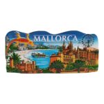 mallorca spain fridge magnet – colorful beach & cathedral scene souvenir with gecko – coastal charm decor