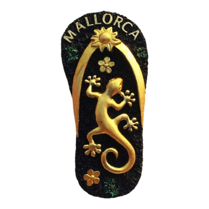 mallorca spain fridge magnet – flip flop gecko design travel keepsake & mediterranean vibes decor