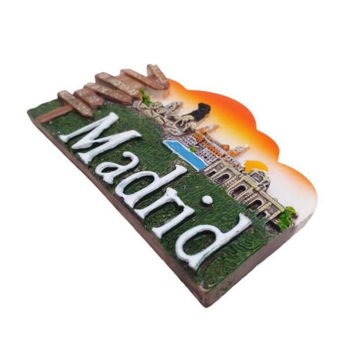 madrid spain fridge magnet – iconic landmarks souvenir with sunset skyline – spanish heritage decor