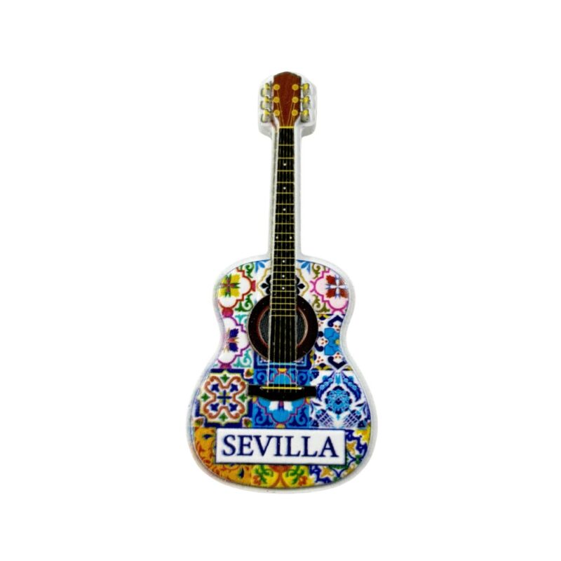 sevilla spain guitar fridge magnet spanish folk art travel gift & flamenco inspired decor accent