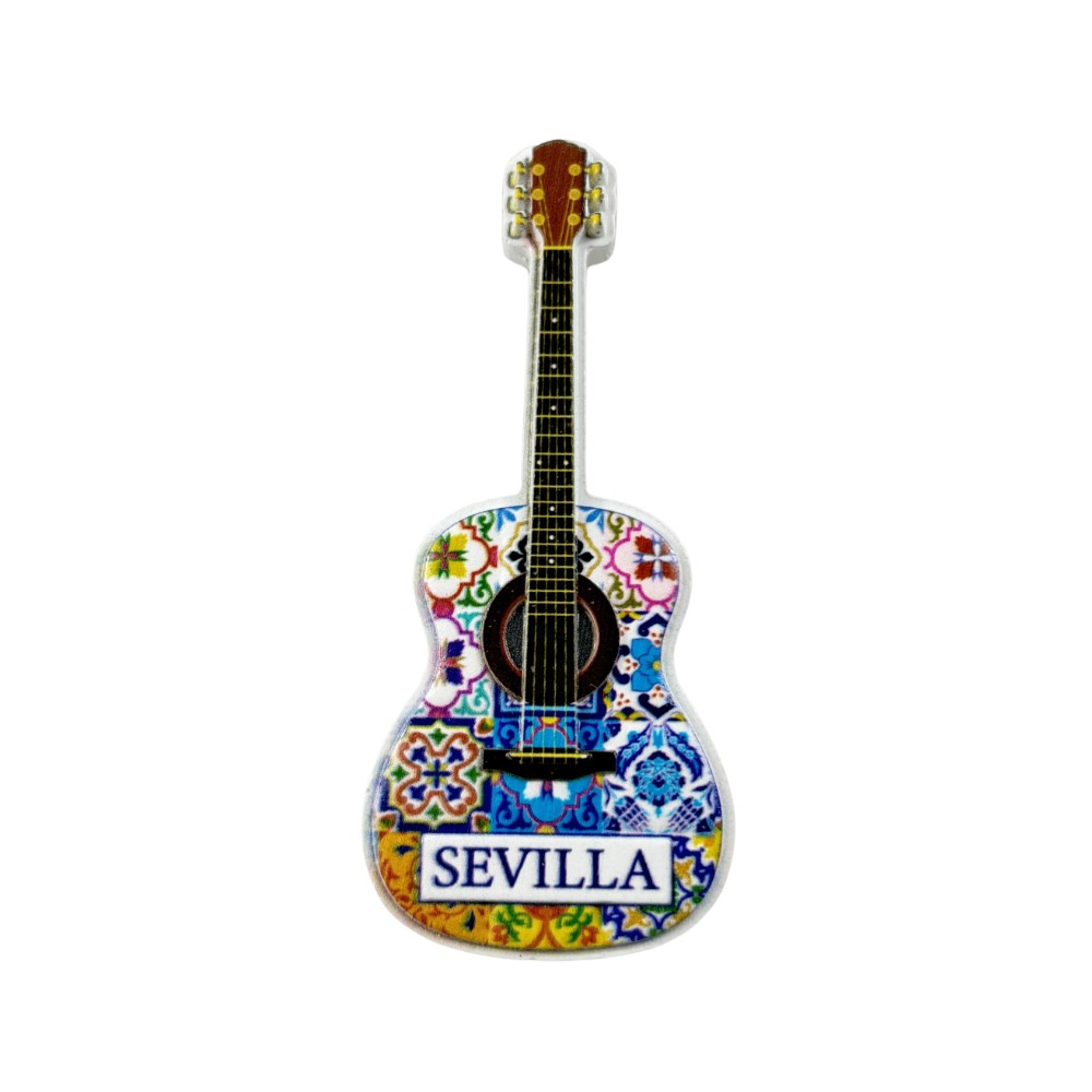 sevilla spain guitar fridge magnet spanish folk art travel gift & flamenco inspired decor accent