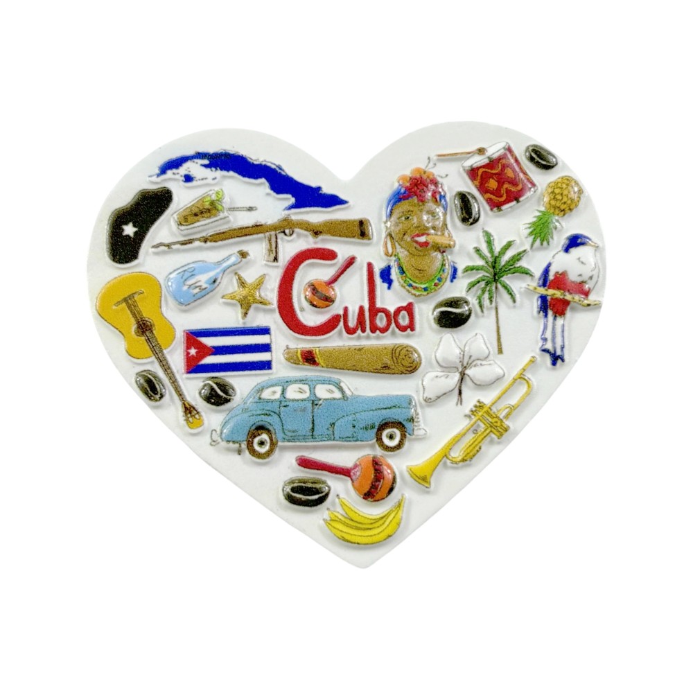 cuba fridge magnet heart shaped caribbean culture icons travel souvenir & retro home decoration